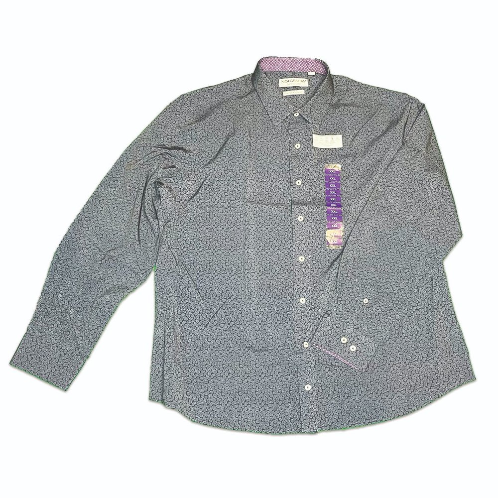 Nick Graham Everywhere Stretch Modern Fit Paisley Performance Sport Shirt - 2XL